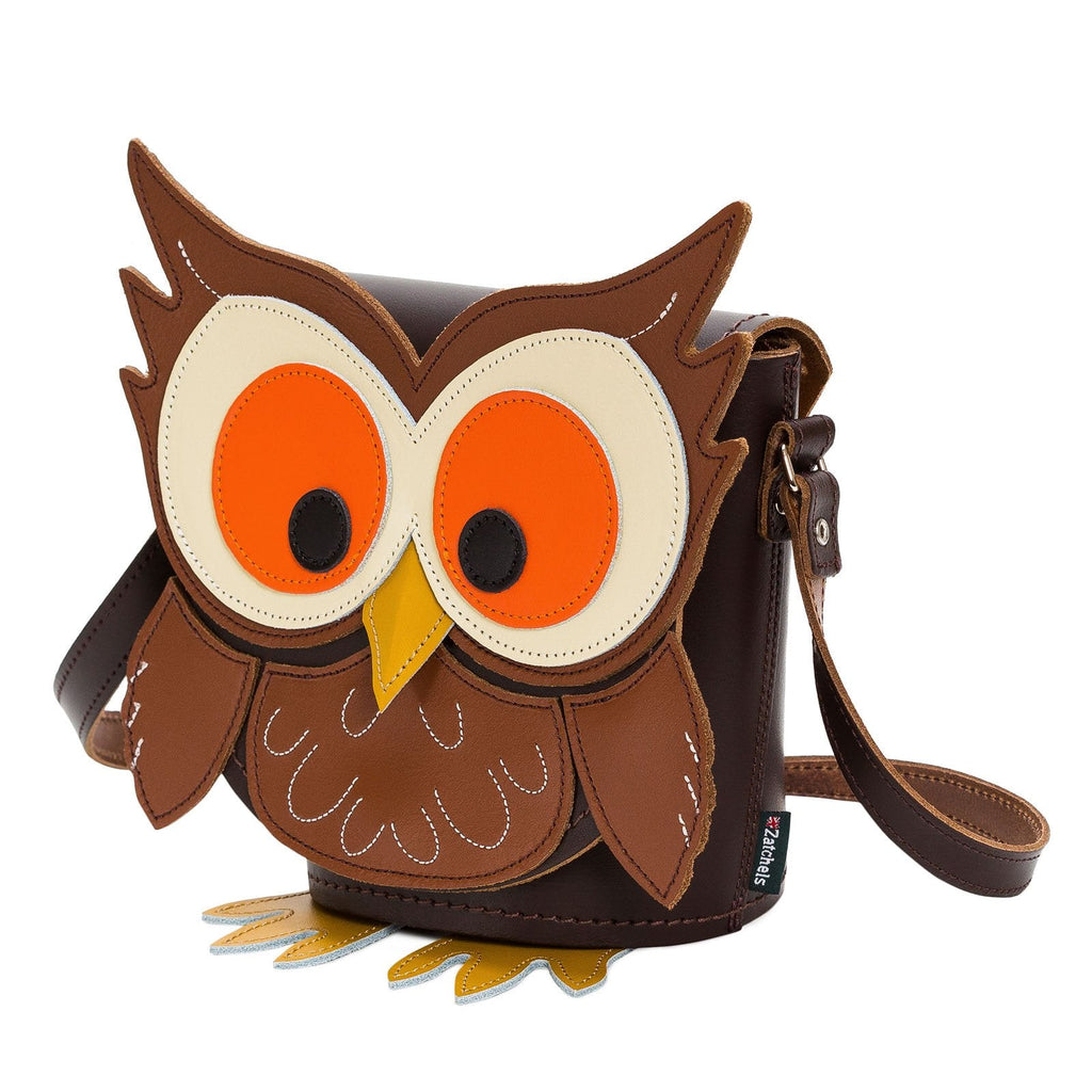 Zatchels Hoot Owl leather bag side view