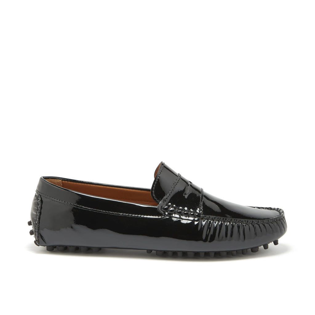 Hugs & Co Mens Penny Driving Loafers Black Patent Leather