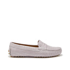 Hugs & Co Womens Penny Driving Loafers Lilac Croc Print Patent Leather