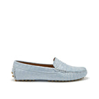 Hugs & Co Womens Penny Driving Loafers Powder Blue Print Patent Leather