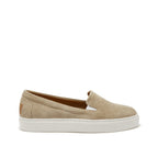 Hugs & Co Womens Slip-On Sneakers Taupe Suede