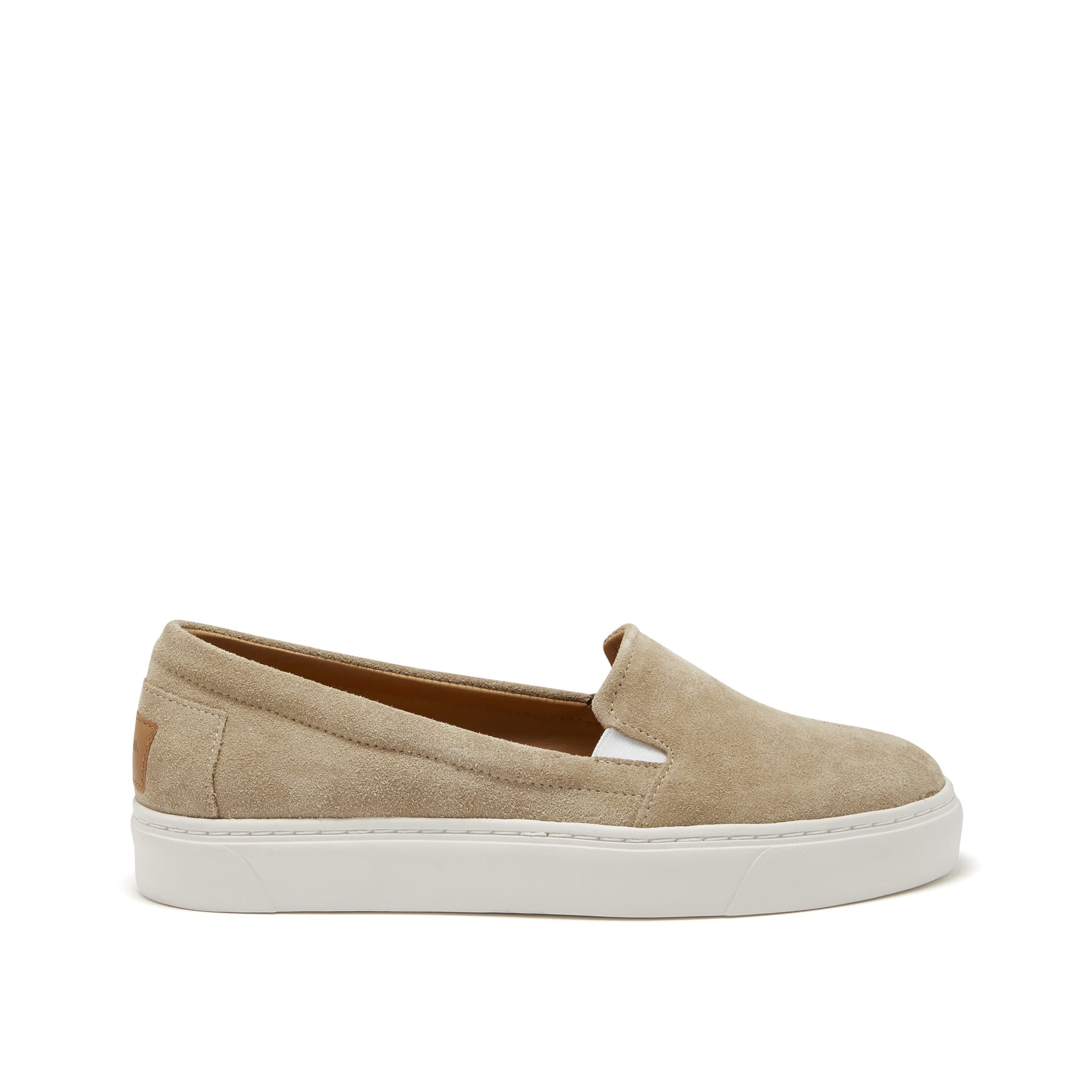 Hugs & Co Womens Slip-On Sneakers Taupe Suede