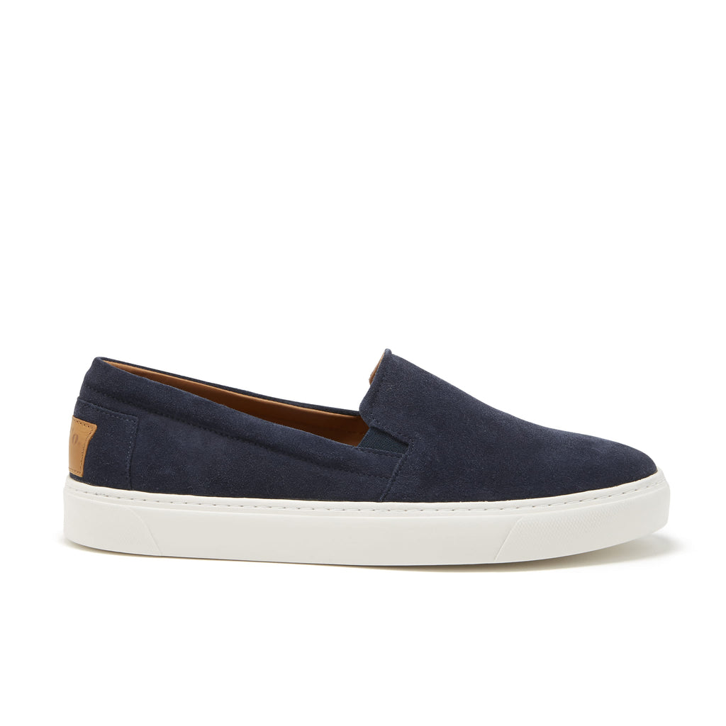 Hugs & Co Mens Slip-on Sneakers Navy Blue Suede