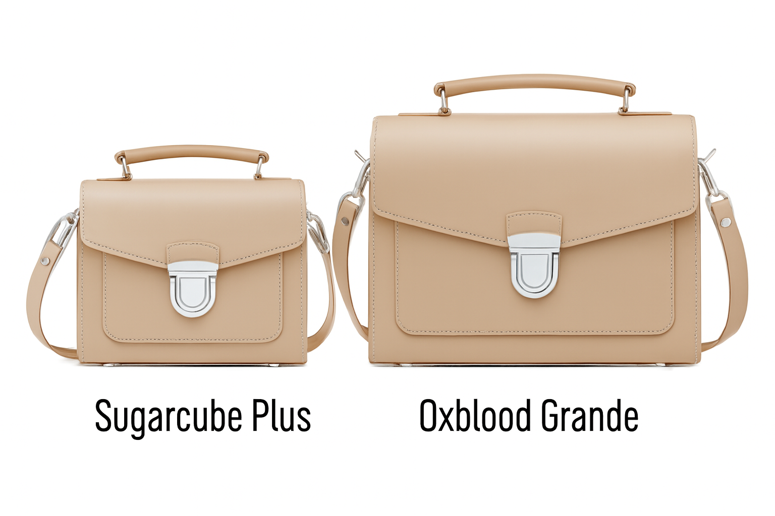 Zatchels Iced Coffee Sugarcube handbag size guide view