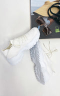 Womens Leather Lace Up White Trainers