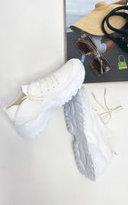 Womens Leather Lace Up White Trainers