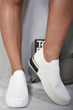 Wedge Heel Slip On White Trainers