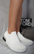 Wedge Heel Slip On White Trainers
