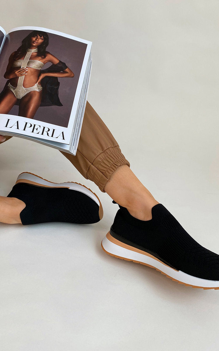 Womens Leather Black Trainers