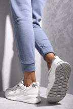 Leather Breathable Lightweight Lace Up Running Trainers