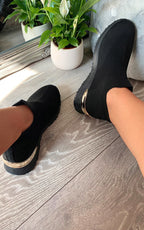Womens Canvas Wedge Heel Slip On Trainers