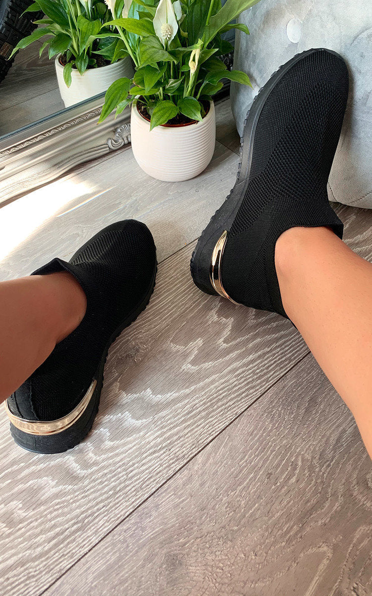 Womens Canvas Wedge Heel Slip On Trainers