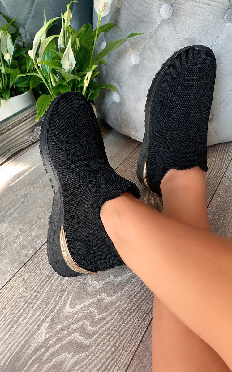 Womens Canvas Wedge Heel Slip On Trainers