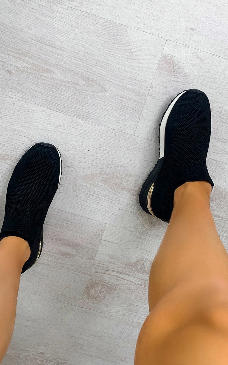 Womens Canvas Wedge Heel Slip On Trainers