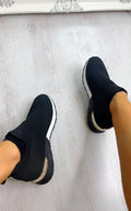 Womens Canvas Wedge Heel Slip On Trainers