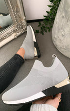 Womens Canvas Wedge Heel Slip On Trainers