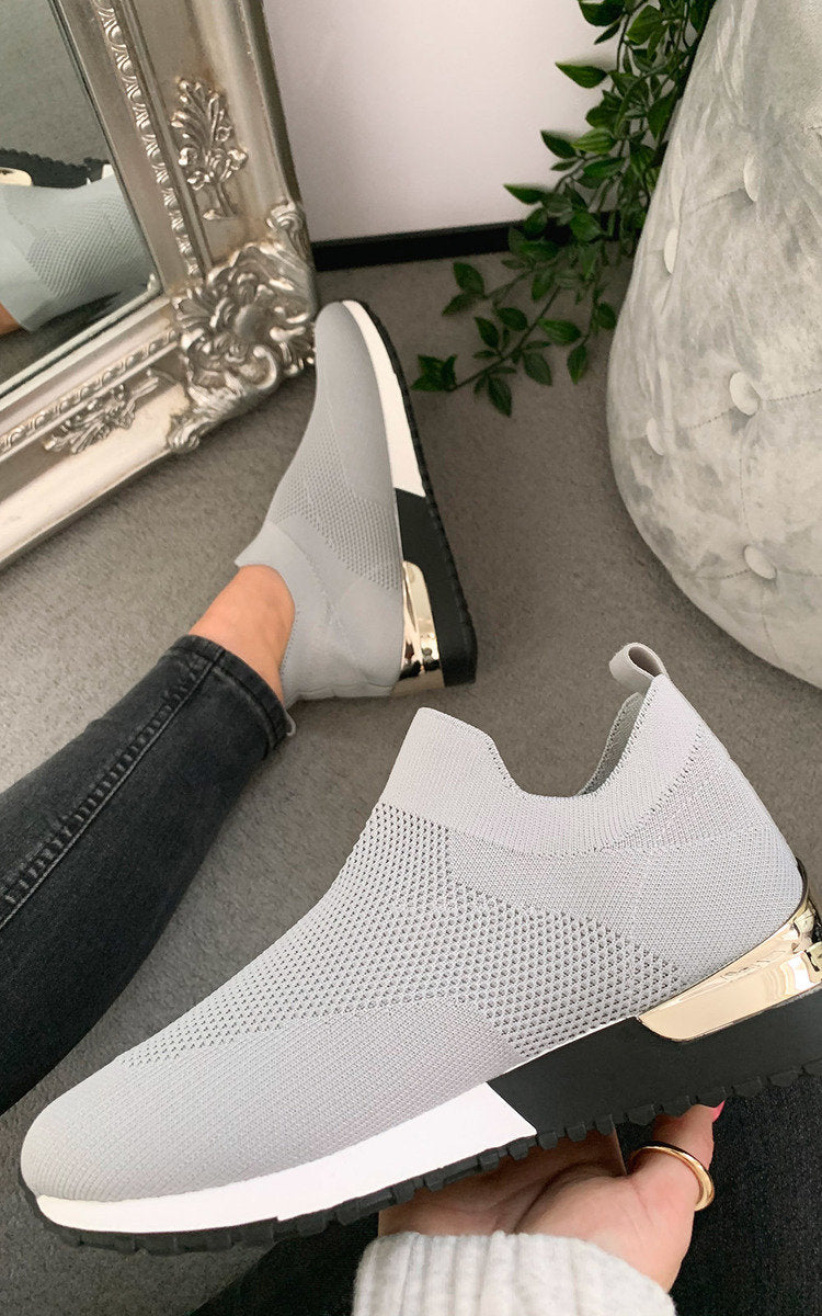 Womens Canvas Wedge Heel Slip On Trainers