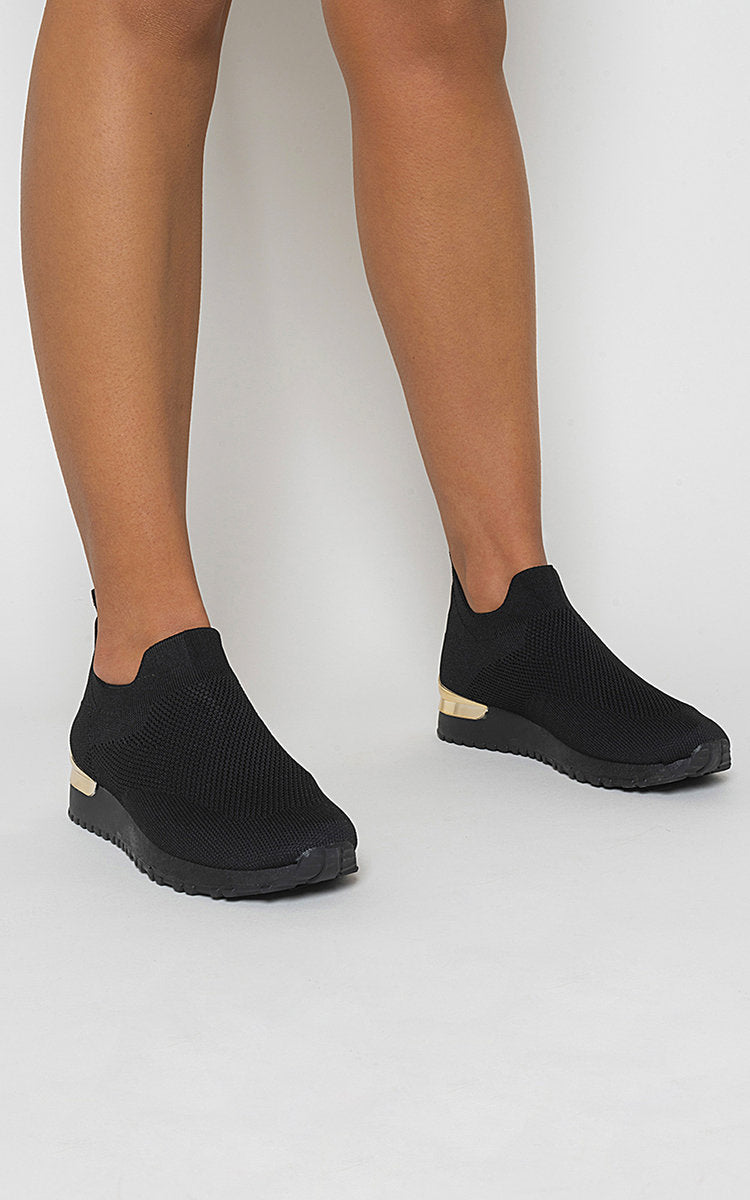 Leather Lightweight Slip On All Black Trainers
