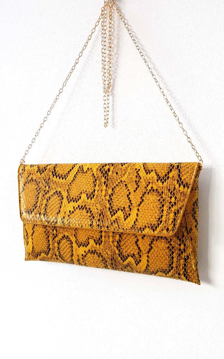 Melinda Snake Print Envelope Clutch Bag