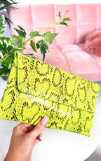 Melinda Snake Print Envelope Clutch Bag