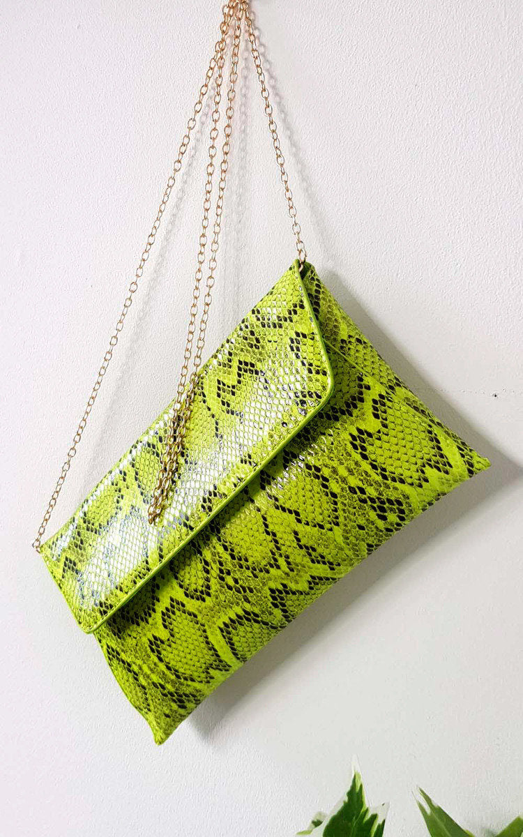 Melinda Snake Print Envelope Clutch Bag