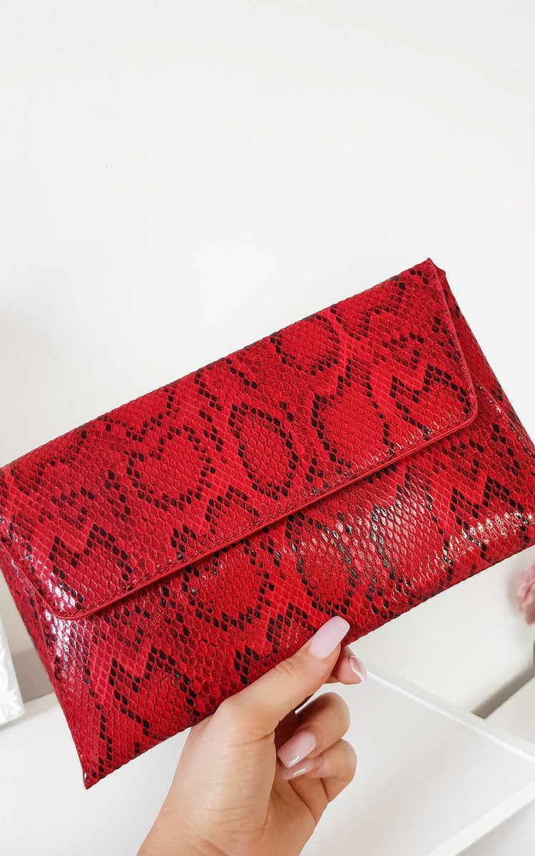 Melinda Snake Print Envelope Clutch Bag