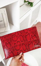 Melinda Snake Print Envelope Clutch Bag