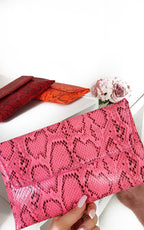 Melinda Snake Print Envelope Clutch Bag