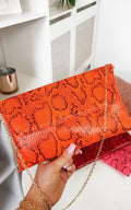 Melinda Snake Print Envelope Clutch Bag