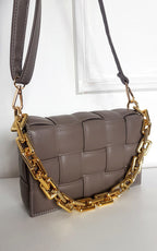 Serena Padded Faux Leather Shoulder Bag With Chain
