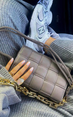 Serena Padded Faux Leather Shoulder Bag With Chain