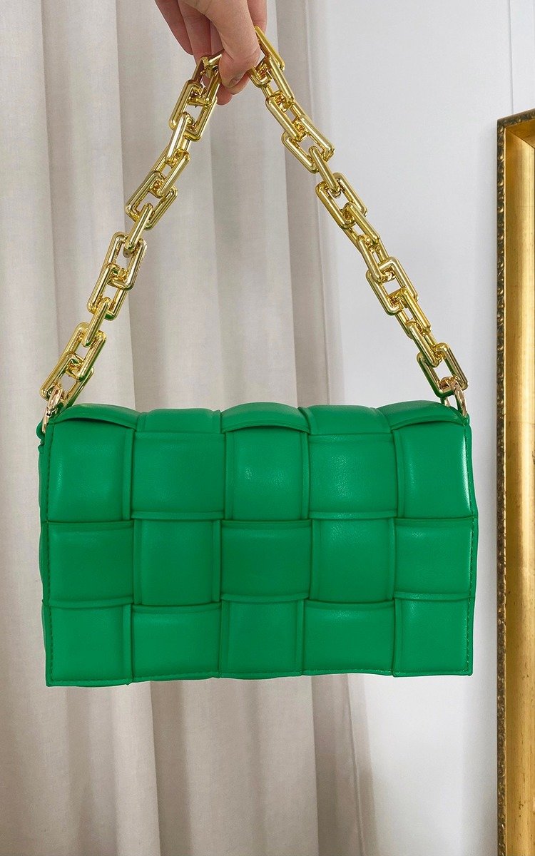 Serena Padded Faux Leather Shoulder Bag With Chain