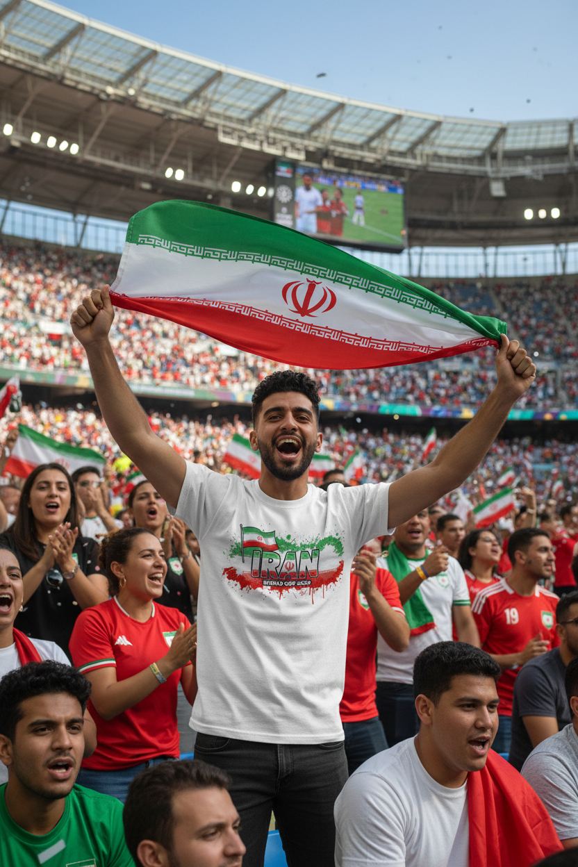 Iran World Cup 2026 T-Shirt - Bold Graffiti Flag Design by StayClothed.com