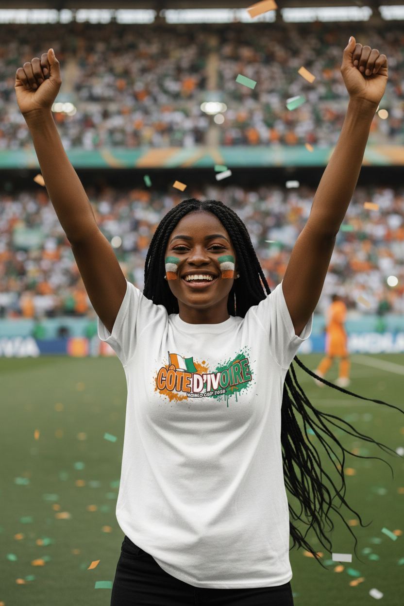 Côte d'Ivoire World Cup 2026 T-Shirt - Bold Graffiti Flag Design by StayClothed.com