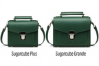 Zatchels Ivy Green Sugarcube handbag size guide view