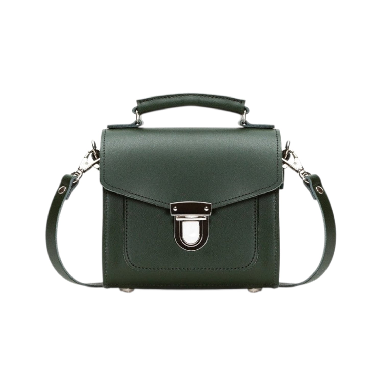Zatchels Ivy Green Sugarcube Handmade Leather Handbag front view