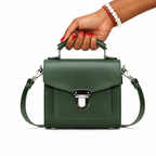 Zatchels Ivy Green Sugarcube handbag model view