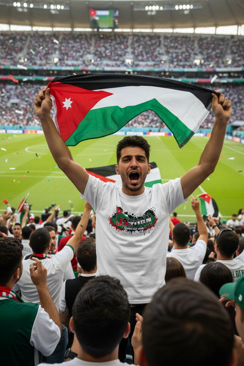 Jordan World Cup 2026 T-Shirt - Bold Graffiti Flag Design by StayClothed.com