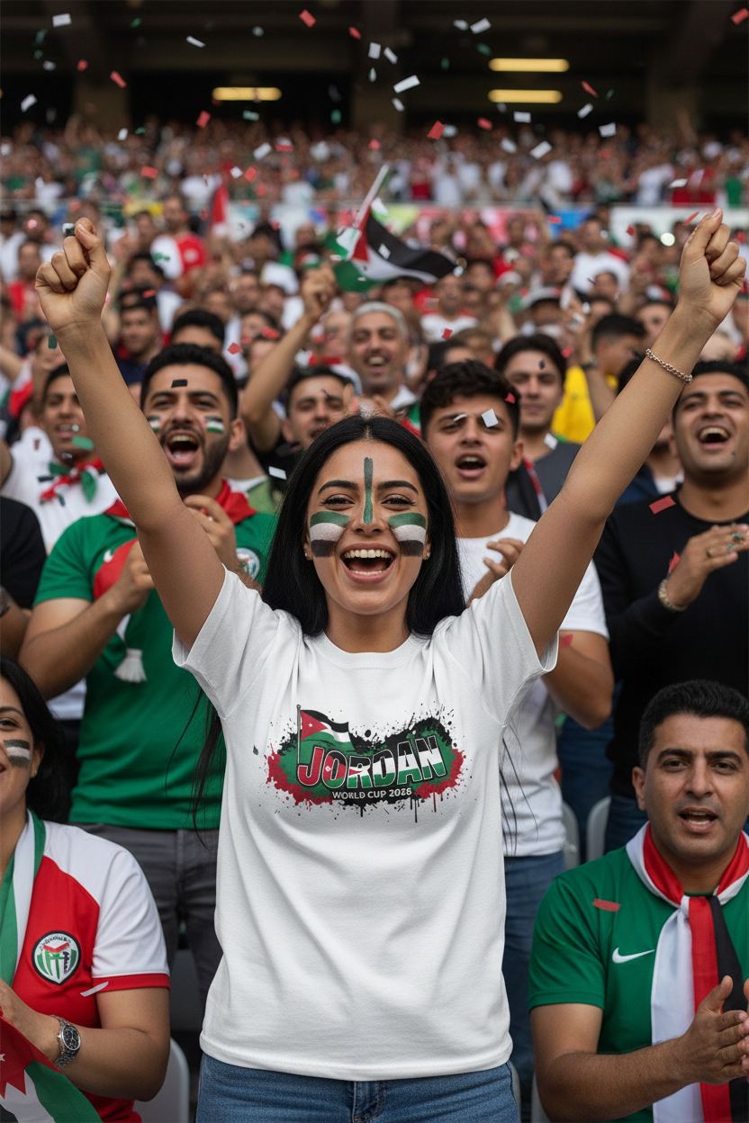 Jordan World Cup 2026 T-Shirt - Bold Graffiti Flag Design by StayClothed.com