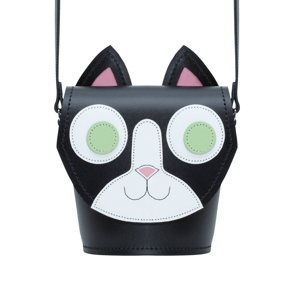 Zatchels Kitty Cat Handmade Leather Bag front view