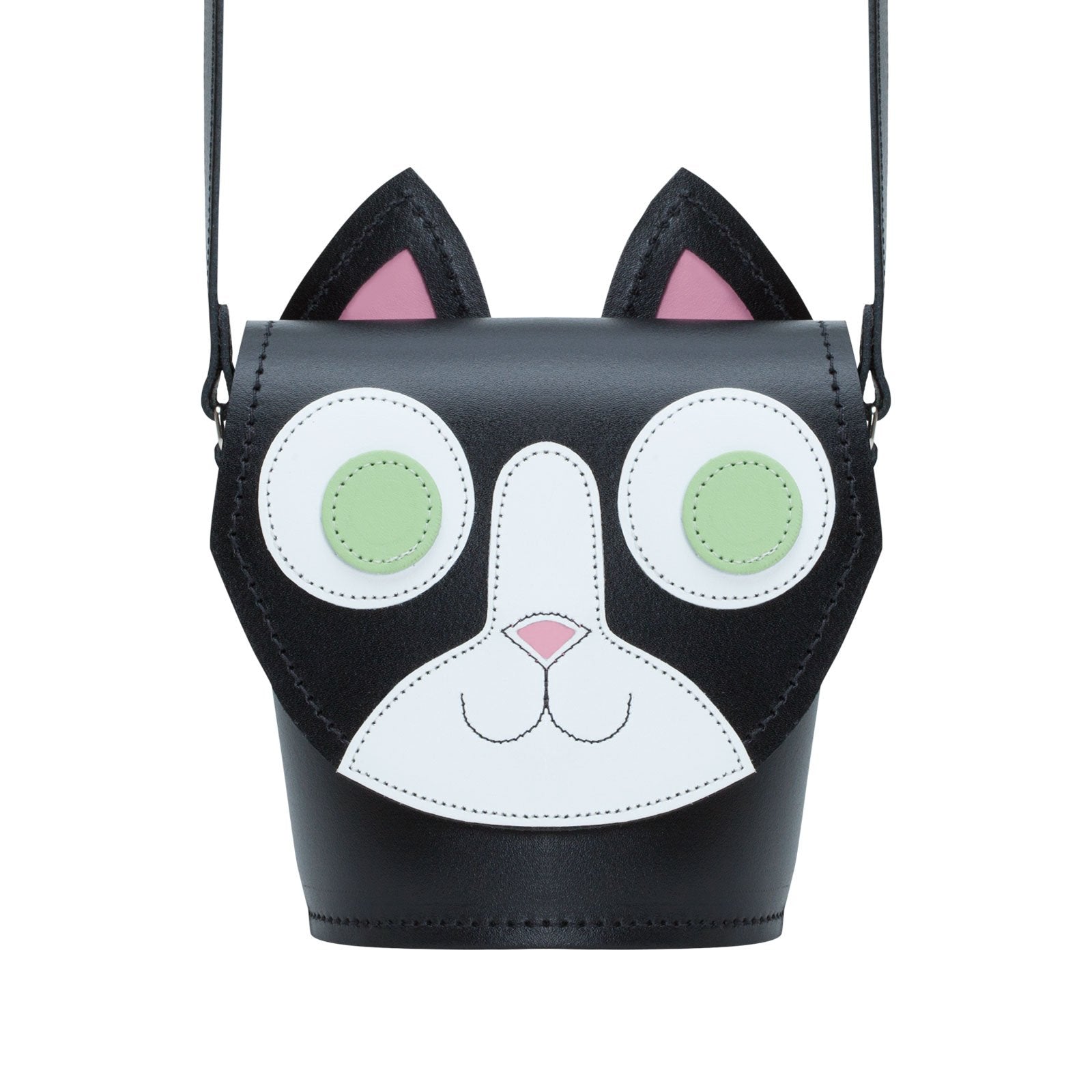 Zatchels Kitty Cat Handmade Leather Bag front view