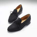 Hugs & Co Mens Black Suede Laced Loafers Welted Leather Sole