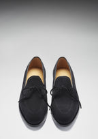 Hugs & Co Mens Black Suede Laced Loafers Welted Leather Sole