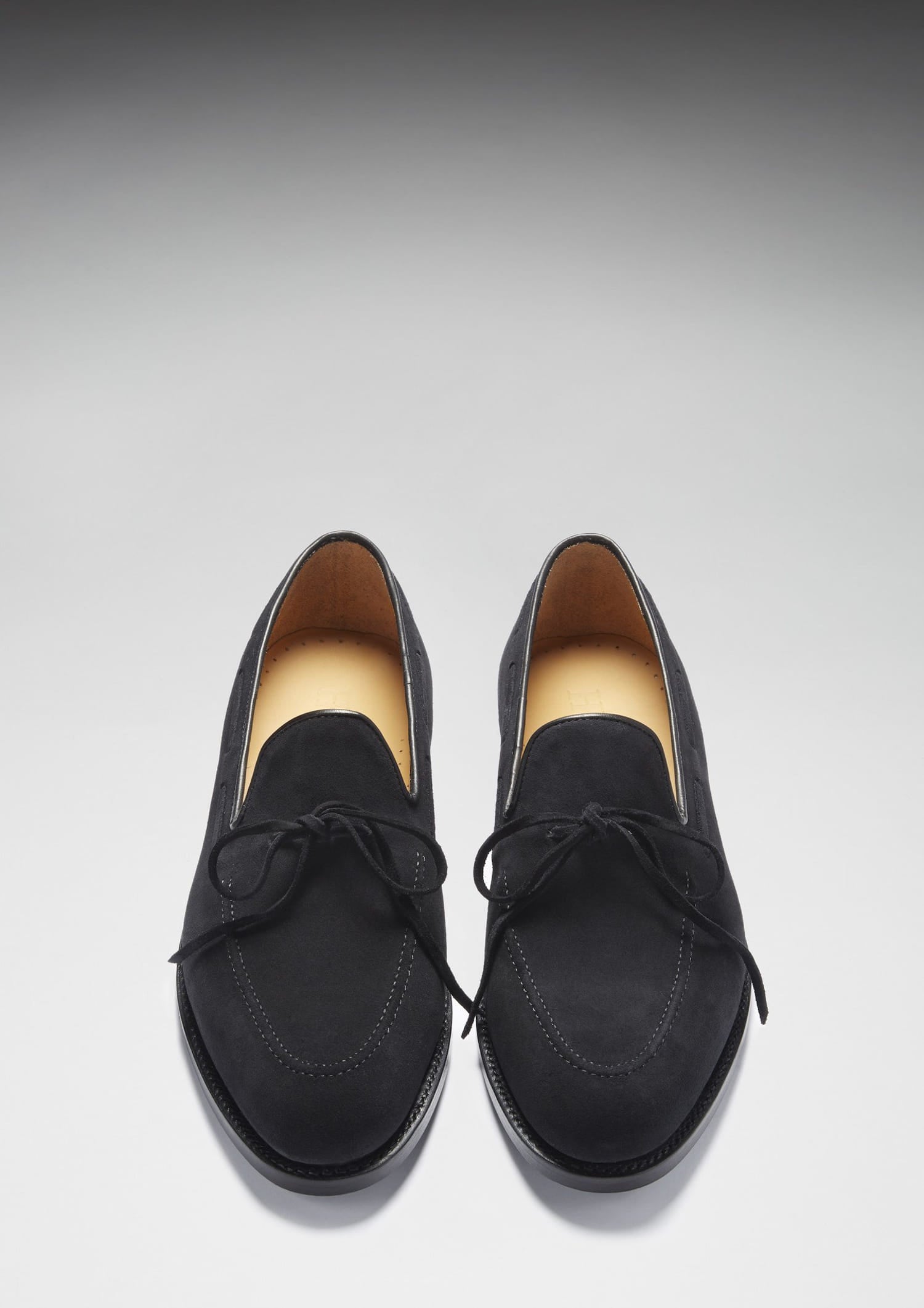 Hugs & Co Mens Black Suede Laced Loafers Welted Leather Sole
