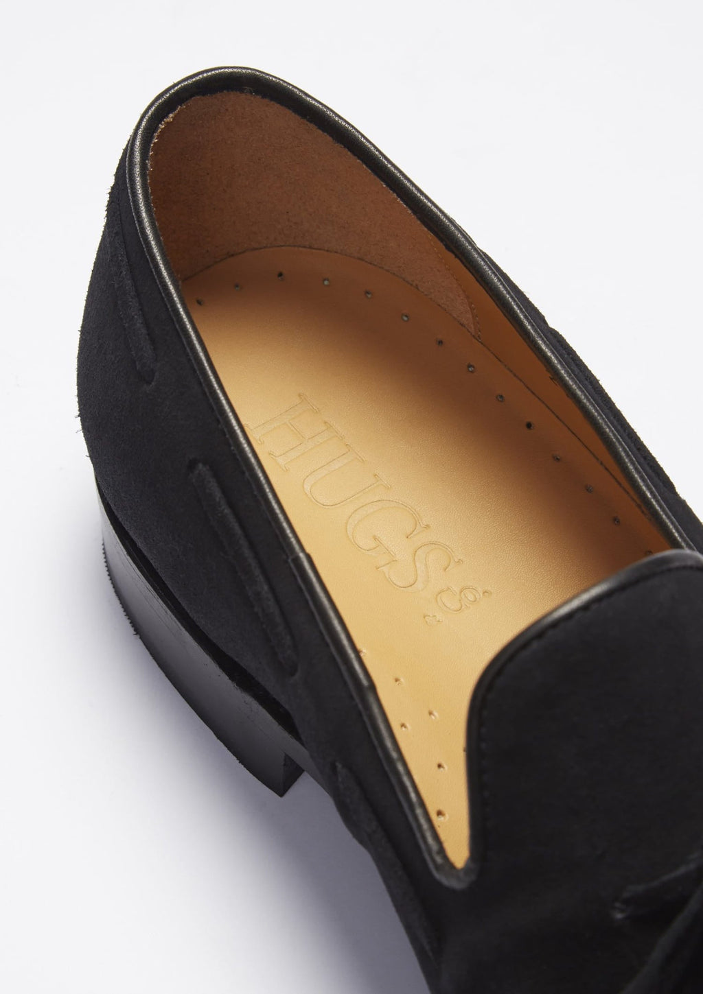 Hugs & Co Mens Black Suede Laced Loafers Welted Leather Sole