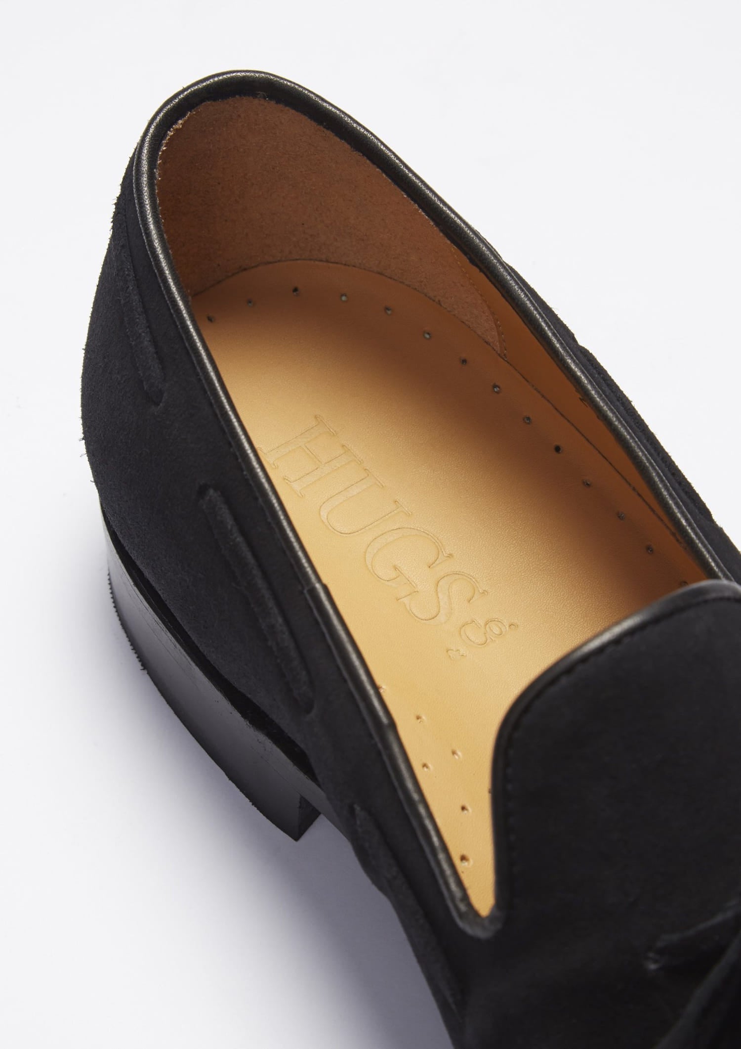 Hugs & Co Mens Black Suede Laced Loafers Welted Leather Sole