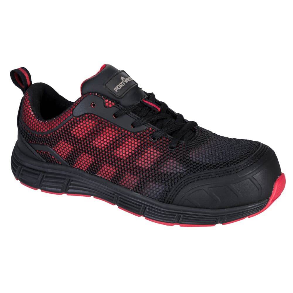 Portwest FT35 Composite Textile Safety Trainers S1PS FO SR Black / Green / Black / Red