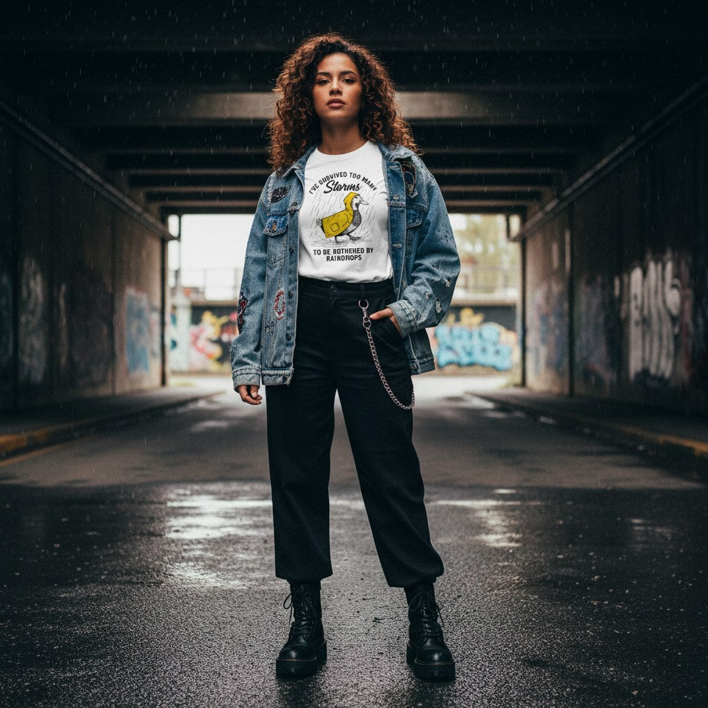 Latina woman in streetwear posing outdoors