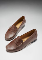 Hugs & Co Womens Brown Leather Penny Loafers