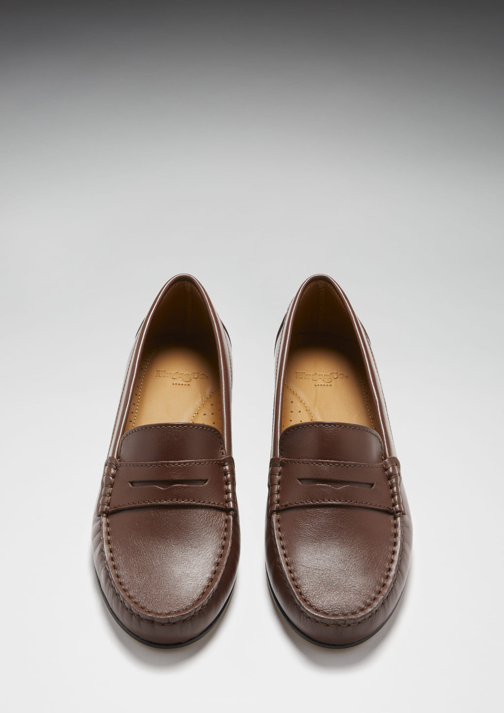 Hugs & Co Womens Brown Leather Penny Loafers